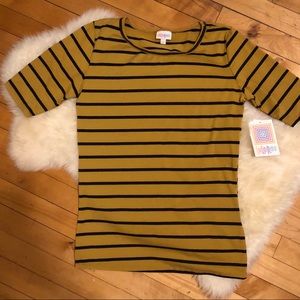 NWT LuLaRoe mustard and black striped top